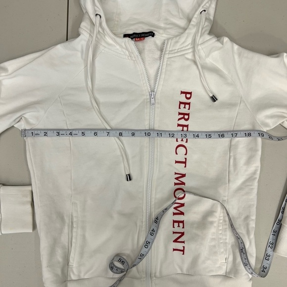 Perfect Moment White Zip Front Hoodie Sweatshirt Size M - Picture 6 of 10